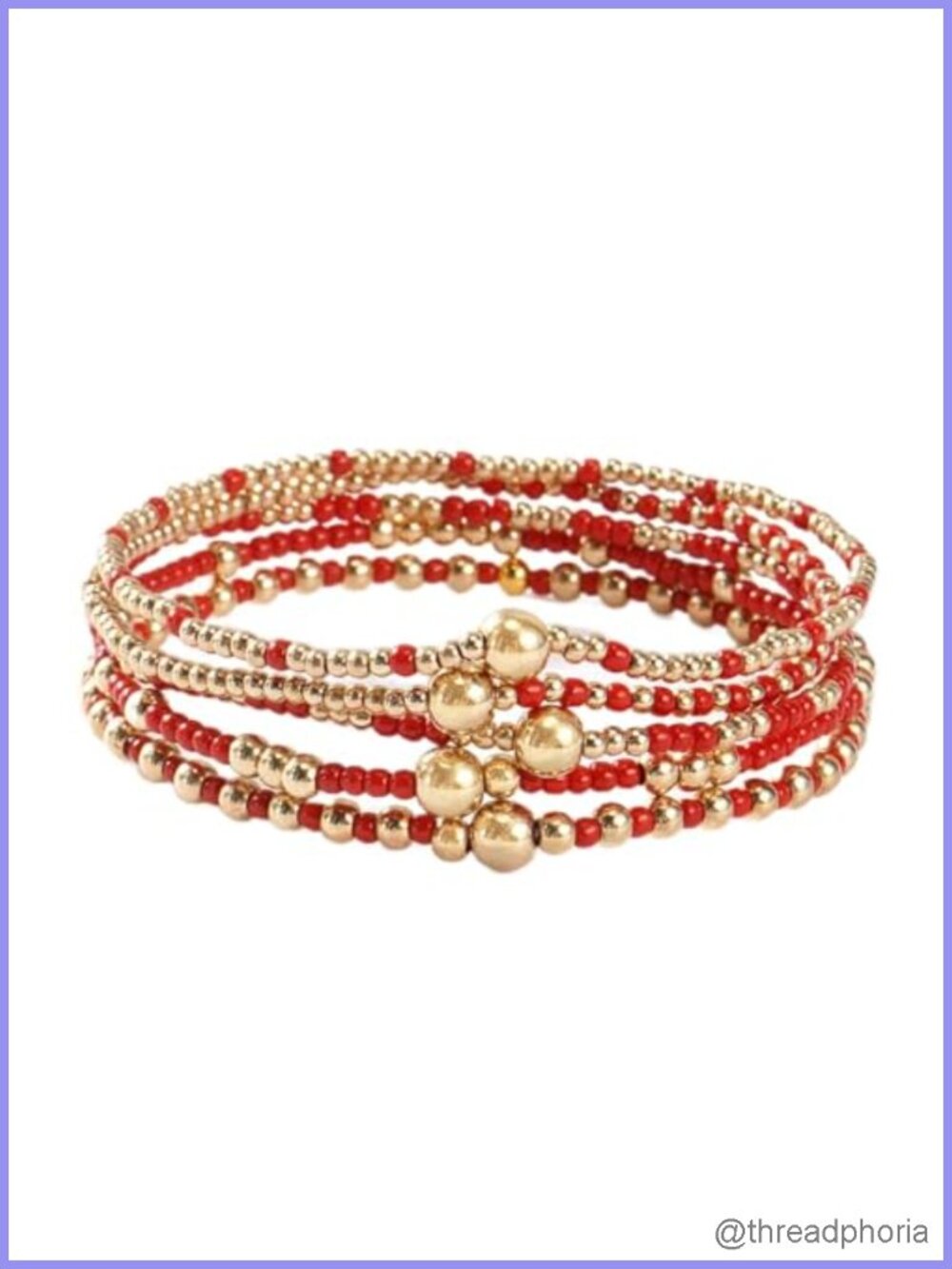 Boho Beaded Stretch Bracelets Set Resin Multilayer Stackable Gold